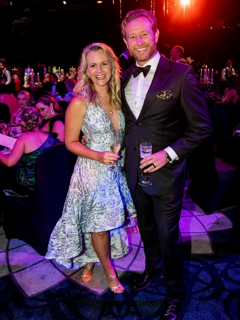 Adam Simpson and Dallas Urand at the Perry Cross 'Everything is Possible' Ball at The Star Gold Coast. Picture: Andrew Meadowcroft