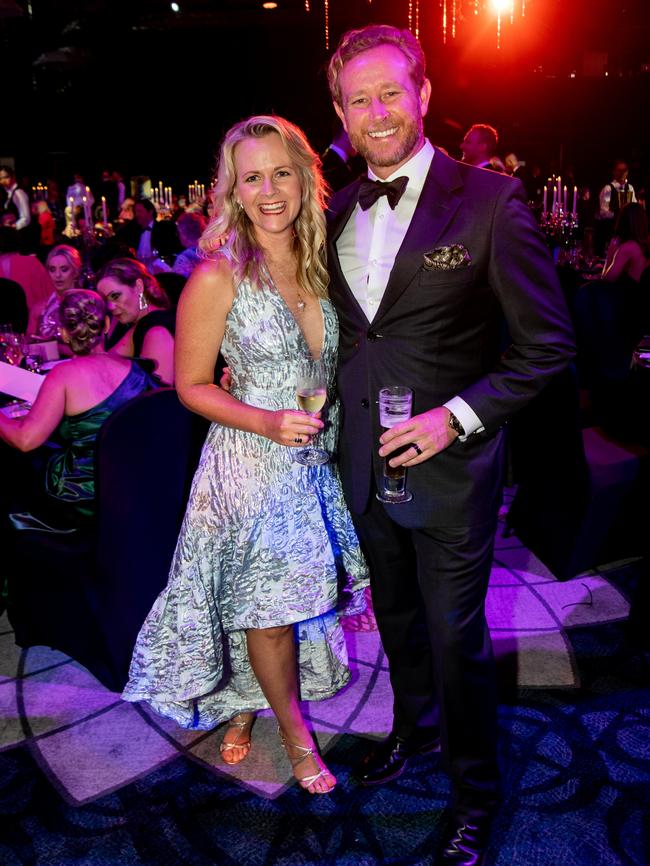 Adam Simpson and Dallas Urand at the Perry Cross 'Everything is Possible' Ball at The Star Gold Coast. Picture: Andrew Meadowcroft