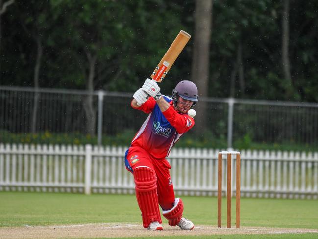 Opener Matthew Wilkins batting for Mulgrave in the CFN grand final against Rovers. 2024. Credit: Brett Pascoe