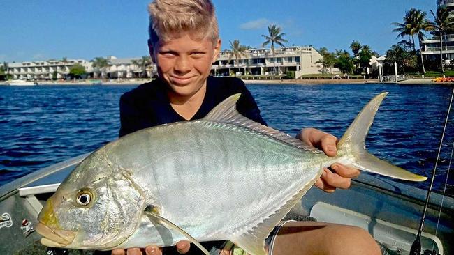 Gotcha - Kye Porter caught this thumper 56cm golden trevally near the Noosa Coast Guard station at Munna Point. It went for a 3 inch Berkley Power Bait Minnow soft plastic. Picture: www.fishingnoosa.com.au