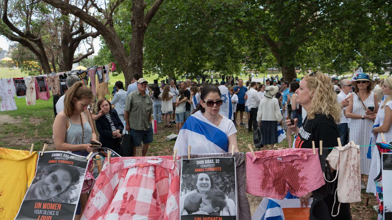 Dozens of Pro-Israel protesters gather at Prince Alfred Park, Surry Hills in Sydney. Picture: NCA NewsWire / Flavio Brancaleone