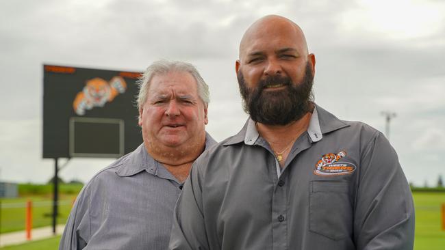 Wests Tigers Mackay chairman Brett Leach and general manager Kingsley Theiber. Picture: Heidi Petith