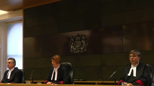 The judges deliver the verdict, L-R, President of the Court of Appeal Justice Chris Maxwell, Chief Justice Anne Ferguson and Justice Mark Weinberg.