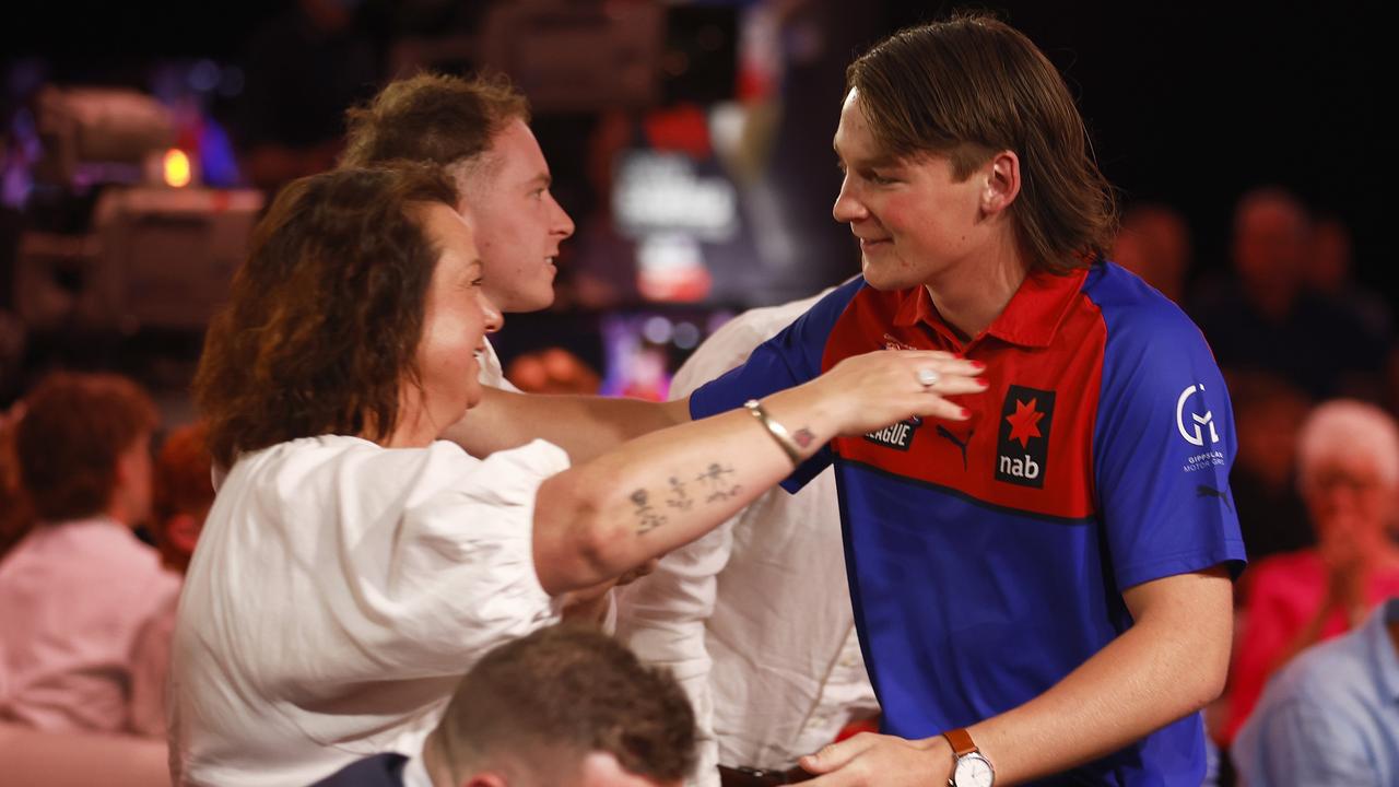 Bailey Humphrey after being selected at pick 6 by the Suns. Picture: Daniel Pockett/AFL Photos/Getty Images