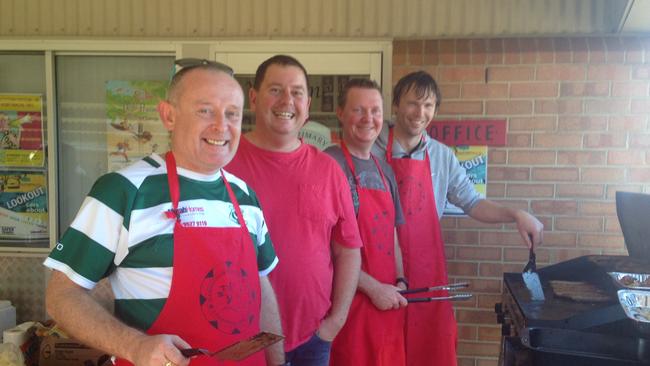 Hambledon Public School's Election Day sausage sizzle with Kevin Corkery P &amp; C President Ty Hayes, P &amp; C vice-president Craig Bennett and deputy principal Graham Wilkins