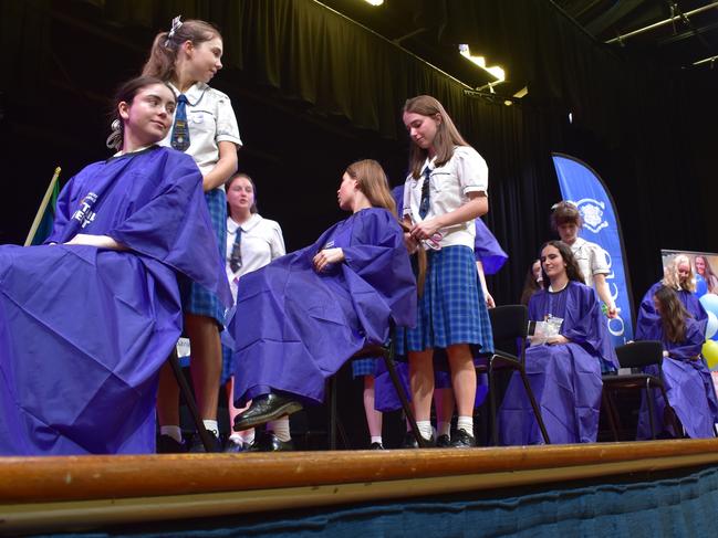 Year 12 students at Loreto College 'Rocked the Chop' for the Cancer Council's Ponytail Project.