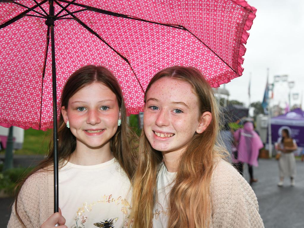 Mackenzie Brushe (left) and Ava Jeffries at the Heritage Bank Toowoomba Royal Show. Saturday March 26, 2022