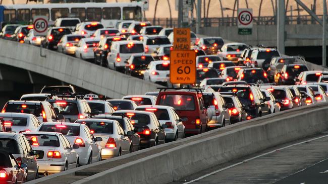 Traffic moves along the Warringah Freeway during rush hour. Picture: Getty Images