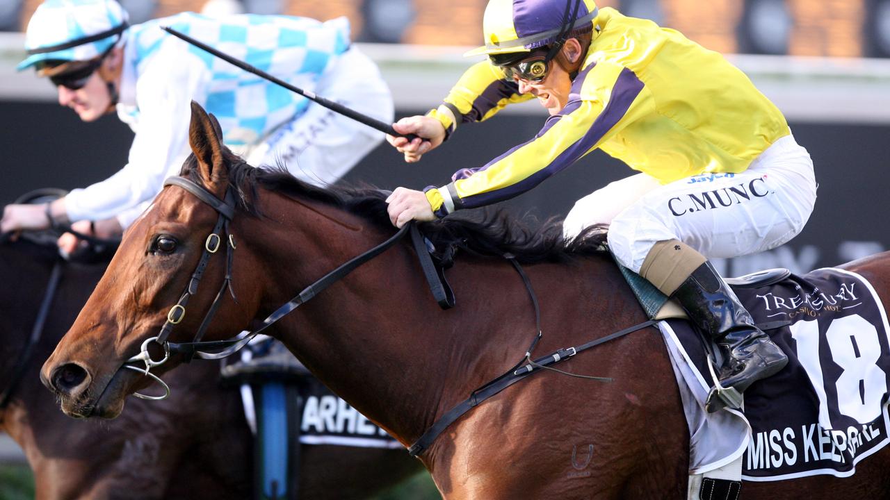 Eagle Farm Races - Race 7 Qld Oaks, Winner No 18 Miss Keepsake ridden by Jockey Chris Munce..