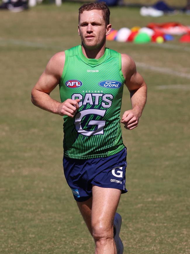 Geelong’s Joel Selwood has a knee niggle and will not face Western Bulldogs. Picture: Michael Klein