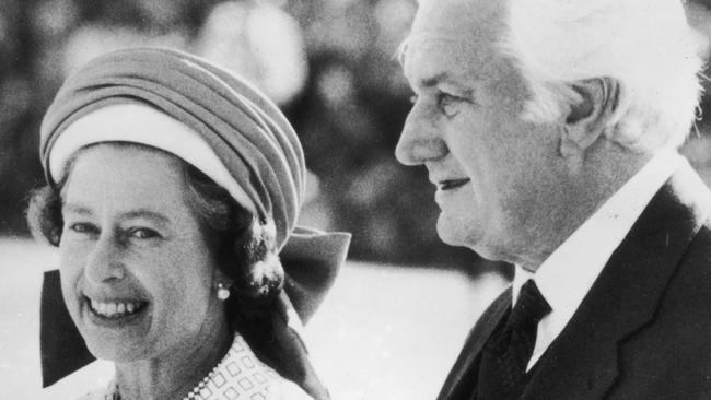 The Queen with Sir John Kerr in 1977. Picture: Getty Images