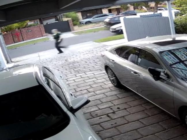 A police officer gives chase to some of the teenagers involved in the brawl.