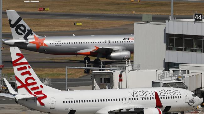 Jetstar lagged behind Virgin and Qantas in relation to on-time performance in August. Picture: AAP/Daniel Munoz