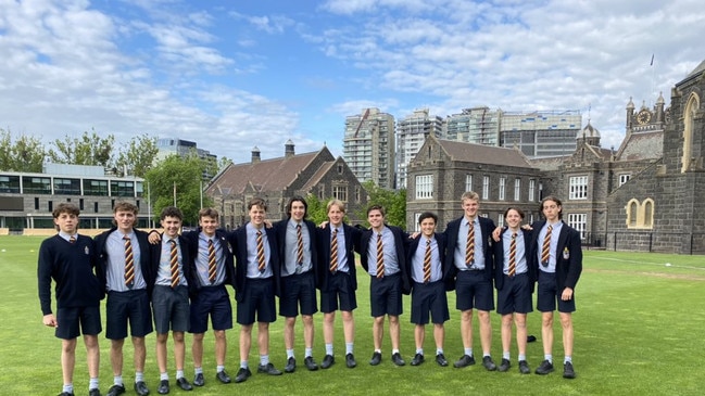 Melbourne Grammar ahead of their first APS game of the season against Haileybury. (Picture: Baggy Blue Twitter)