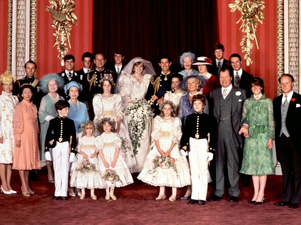 1981: Official family portrait taken at the wedding of Prince Charles and Lady Diana. Picture: AFP