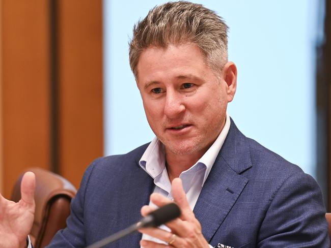 CANBERRA, AUSTRALIA, NewsWire Photos. FEBRUARY 23, 2024: Mike Sneesby, Chief Executive Officer, Nine Entertainment appears before a Public Hearing of The Communications Legislation Amendment (Prominence and Anti-siphoning) Bill at Parliament House in Canberra. Picture: NCA NewsWire / Martin Ollman