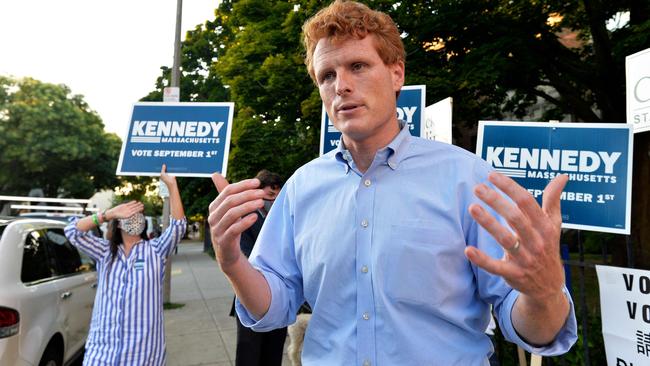 Joe Kennedy III, great-nephew of assassinated president John F. Kennedy, outside a Boston polling station. Picture: AFP