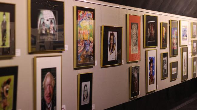 Some of the works featured in the caricature section of the Rotary Cartoon Awards on display at the National Cartoon Gallery in Coffs Harbour until February 28. Photo: Tim Jarrett