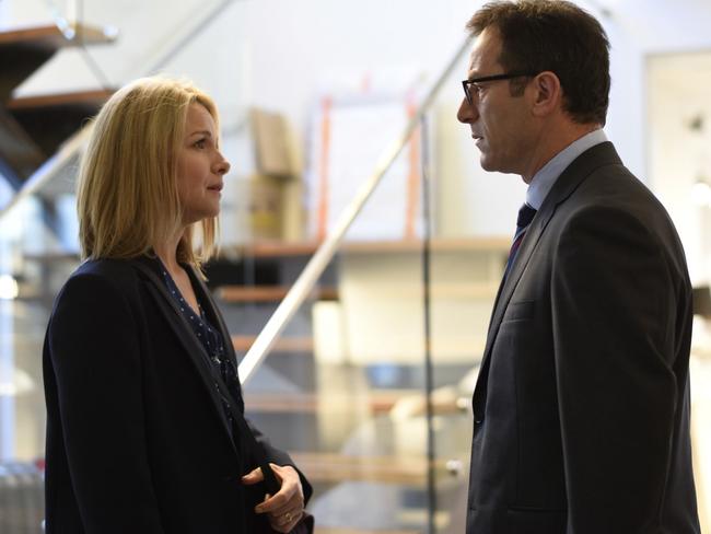 Jason Isaacs, as Michael Carter, in a scene with his wife Diane (played by Justine Clarke) in a scene from the movie Red Dog: True Blue. Picture: Roadshow Films