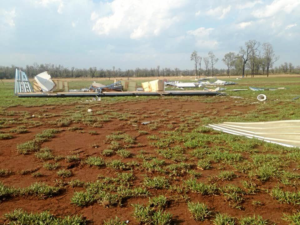 STORM CARNAGE: Rolleston Campdraft Association posted images of their badly destroyed remains of their shower block. Picture: Rolleston Campdraft Association