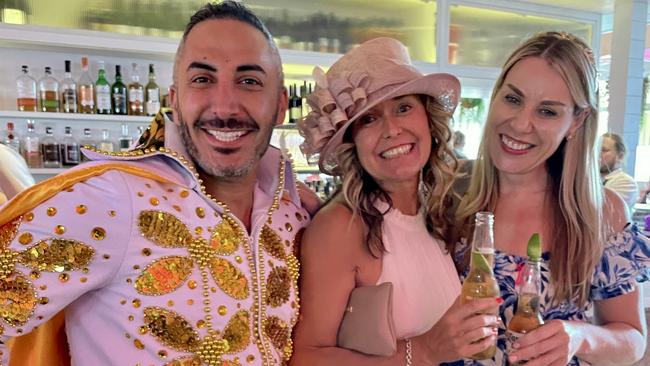 (L-R) Johan Khoury, Jo Green and Belinda Abrahams enjoying the Melbourne Cup at Jensens Restaurant in Kareela Village. Picture: Ashleigh Tullis