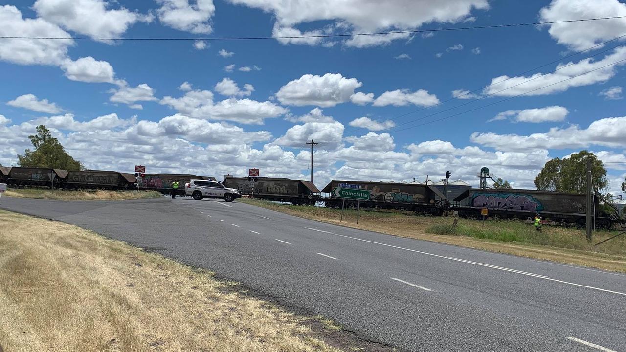 The train that was struck by the prime mover in Dalby. Picture: Sam Turner