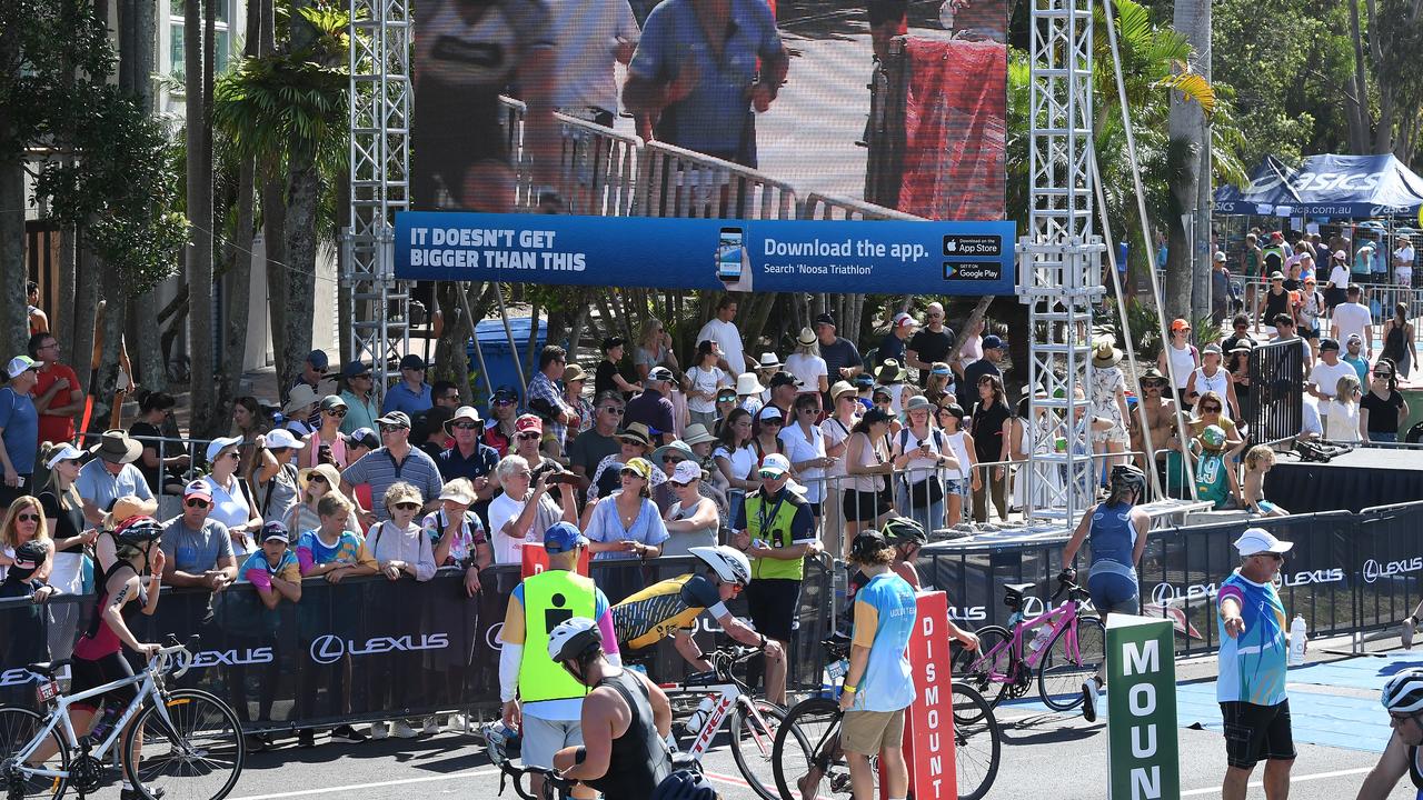 The 2019 Noosa Triathlon transition area crowd.