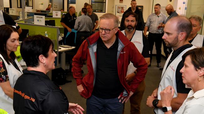 Thursday February 6. Heavy rain causes flooding in North Queensland. The Prime Minister Anthony Albanese will visit the Townsville Disaster Management Centre. Picture: Evan Morgan