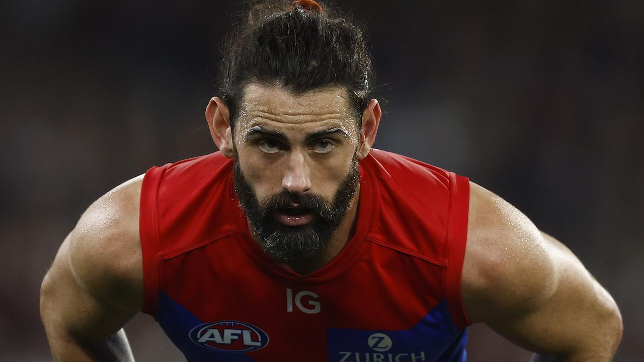 MELBOURNE, AUSTRALIA - AUGUST 12: Brodie Grundy of the Demons looks on during the round 22 AFL match between Carlton Blues and Melbourne Demons at Melbourne Cricket Ground, on August 12, 2023, in Melbourne, Australia. (Photo by Daniel Pockett/Getty Images)