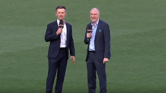 Huddo and Gerard Whately, what a duo. Photo: Fox Footy.