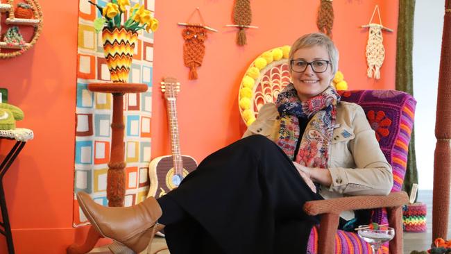 Yarnbombing co-ordinator Loretta Grayson at the Warwick Art Gallery (Photo: Zilla Gordon).