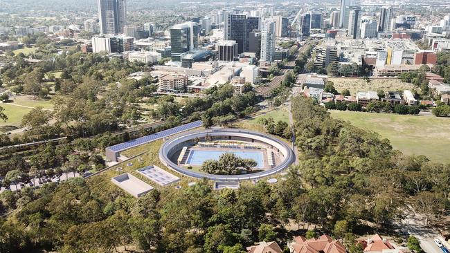 An aerial view of the rambling 40,000sq m pool site.