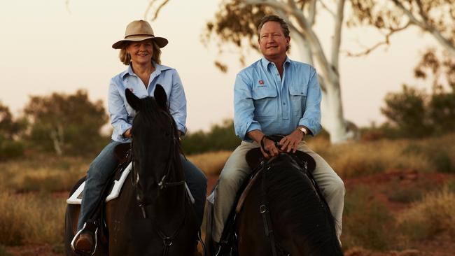 Andrew and Nicola Forrest at their Minderoo pastoral property.