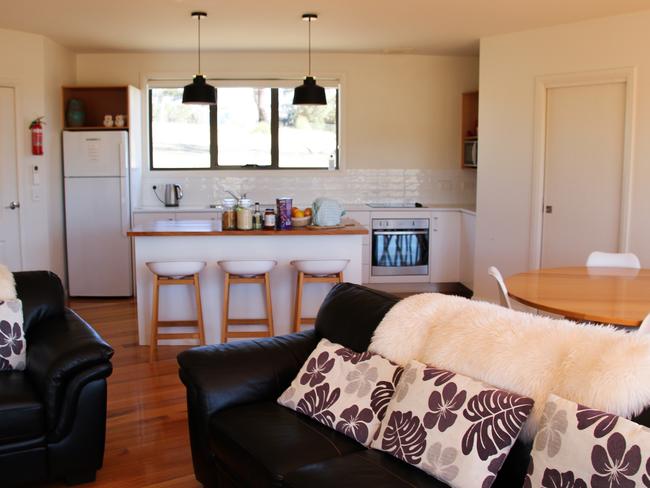 Inside Boobook cottage at Curringa Farm, at Hamilton, in Tasmania's Derwent Valley. Picture: Linda Smith