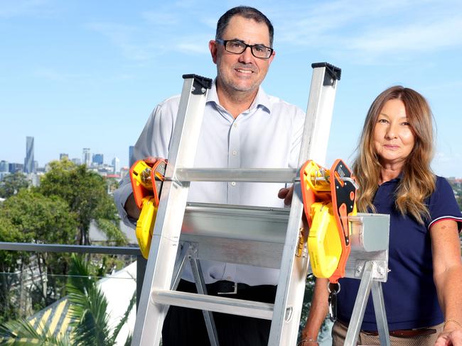 Craig Charlton the Director with Gail Bray the General Manager, holding Lock Jaw Ladder Grip, Wilson - on Monday 4th of November 2024 - Photo Steve Pohlner