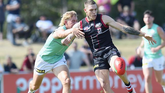 Matthew Parker (right) will make his St Kilda debut in Round 1. Picture: Lawrence Pinder