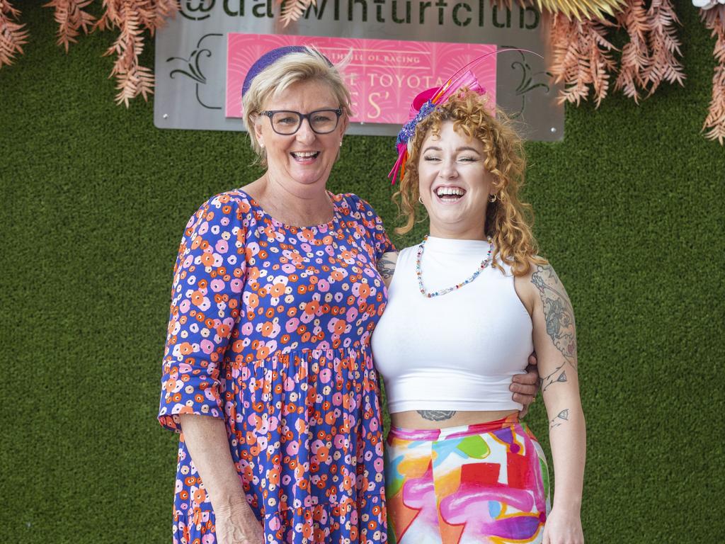 Jenny Riedel and Clara Prentice at the Bridge Toyota Ladies' Day. Picture: Floss Adams