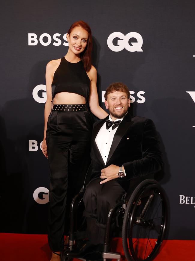 Australian of the Year Dylan Alcott and partner Chantelle Otten on the red carpet at Crown Sydney. Picture: Jonathan Ng