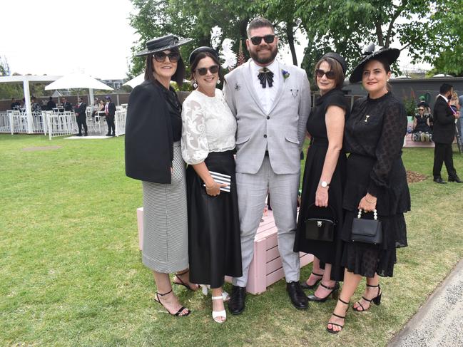 Guests in striking racewear at Penfolds Derby Day at the Flemington Racecourse on Saturday, November 02, 2024: