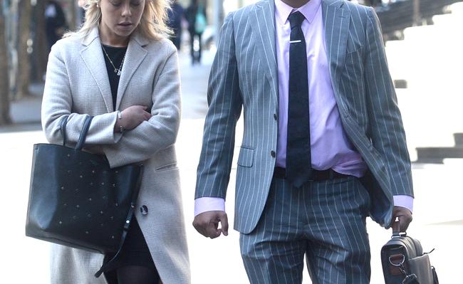 Annabel Walker (left) entering the Downing Centre Court. Picture: NCA NewsWire / Jeremy Piper