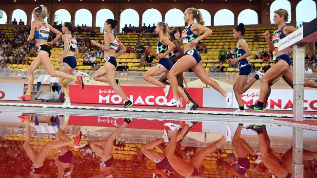 Britain's Eilish McColgan, Britain's Laura Weightman, US Shannon Rowbury, Australia's Jessica Hull, Australia's Genevieve Gregson and France's Liv Westphal compete in the women's 5000 metre in Monaco last week.