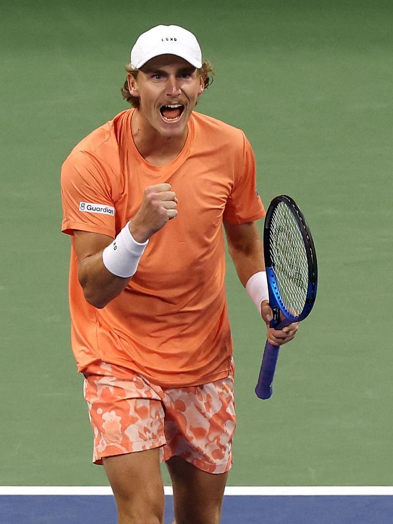 Max Purcell with the feeling when you win. Photo: Matthew Stockman/Getty Images/AFP