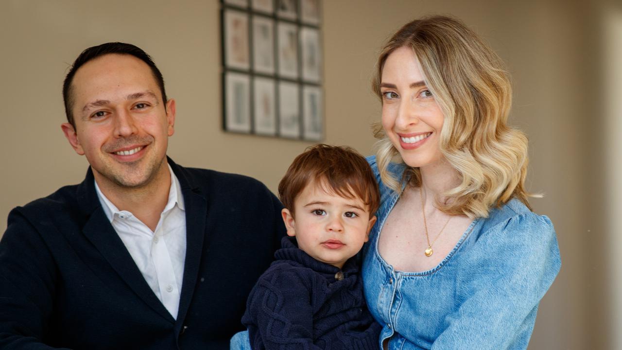 Arman Abrahimzadeh, Arman Abrahimzadeh, his wife Genevieve and their son Raphael at home last month. Picture Matt Turner.