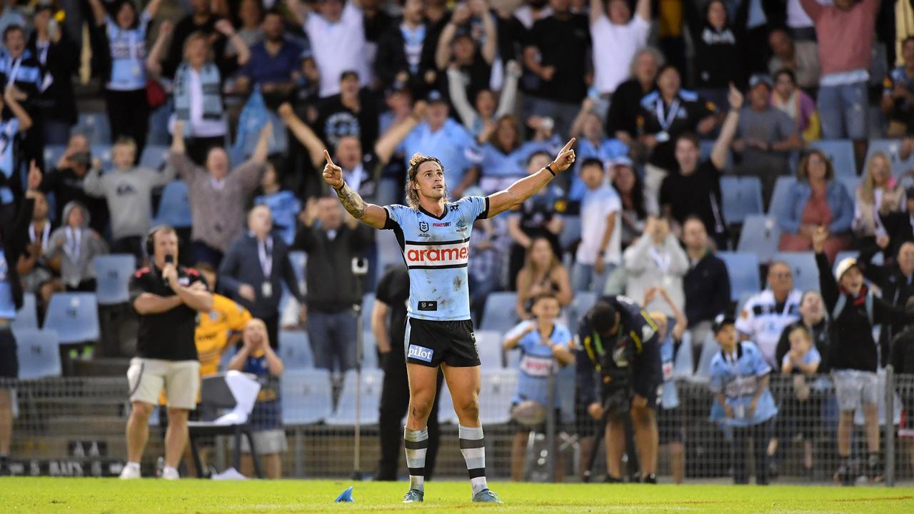 Nicho Hynes kicks the winning goal in front of a sell-out crowd.