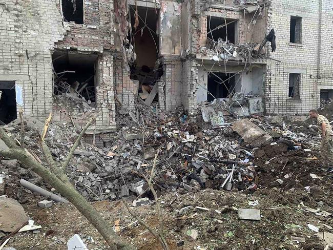 The destroyed apartment building. Picture: AFP