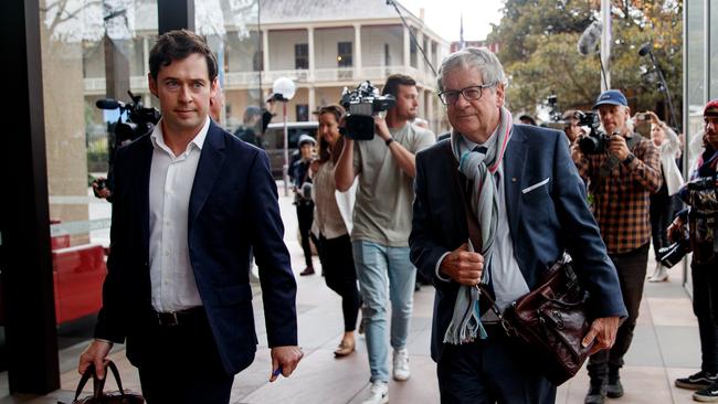 Journalists Nick McKenzie and Chris Masters arrive for the judgment in high profile defamation case of Ben Roberts Smith v Nine over war crimes allegations. Picture: NCA NewsWire / Nikki Short