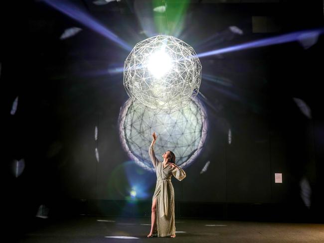 Olafur Eliasson's Stardust Particle is a highlight of the exhibition. Pictured: Aisya from People Agency, wearing Diida. Picture: Tim Carrafa