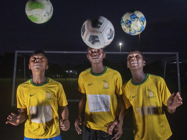 Saints football players train at Endeavour Park. Picture: Brian Cassey