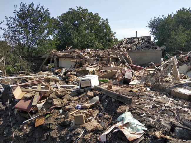 A destroyed house after the recent Russian air strike in the town of Chaplyne, Dnipropetrovsk region. Picture: AFP)