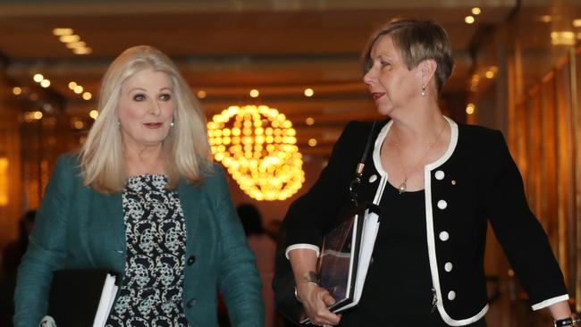 Crown’s then non-executive directors Helen Coonan and Jane Halton. Picture: AAP